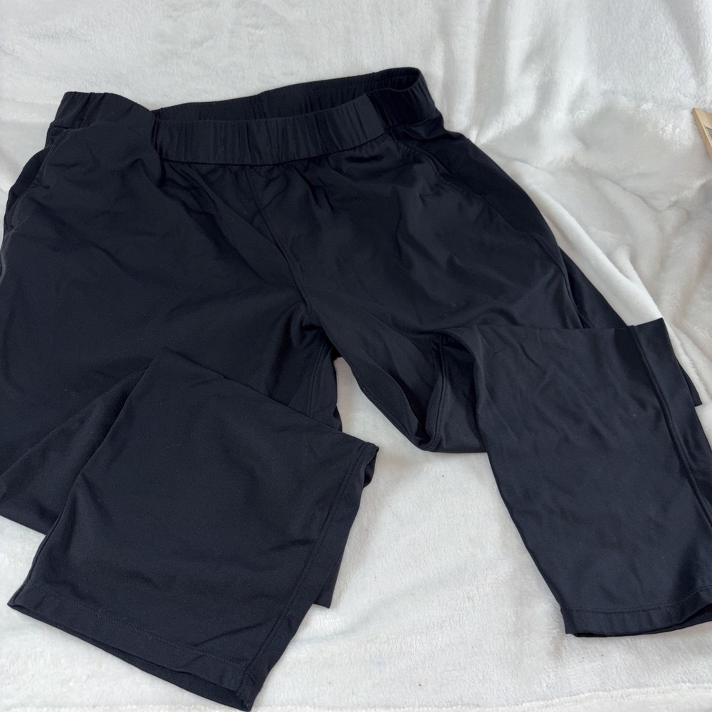 2XL‎ Nylon 75% Spandex 25% Black Pants Missing Drawstring High Waist Athleisure